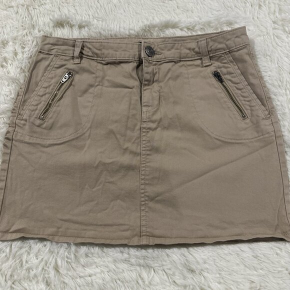 Gap womens beige skirt 2 zipper acent y2k stretch minimalist - Picture 1 of 9